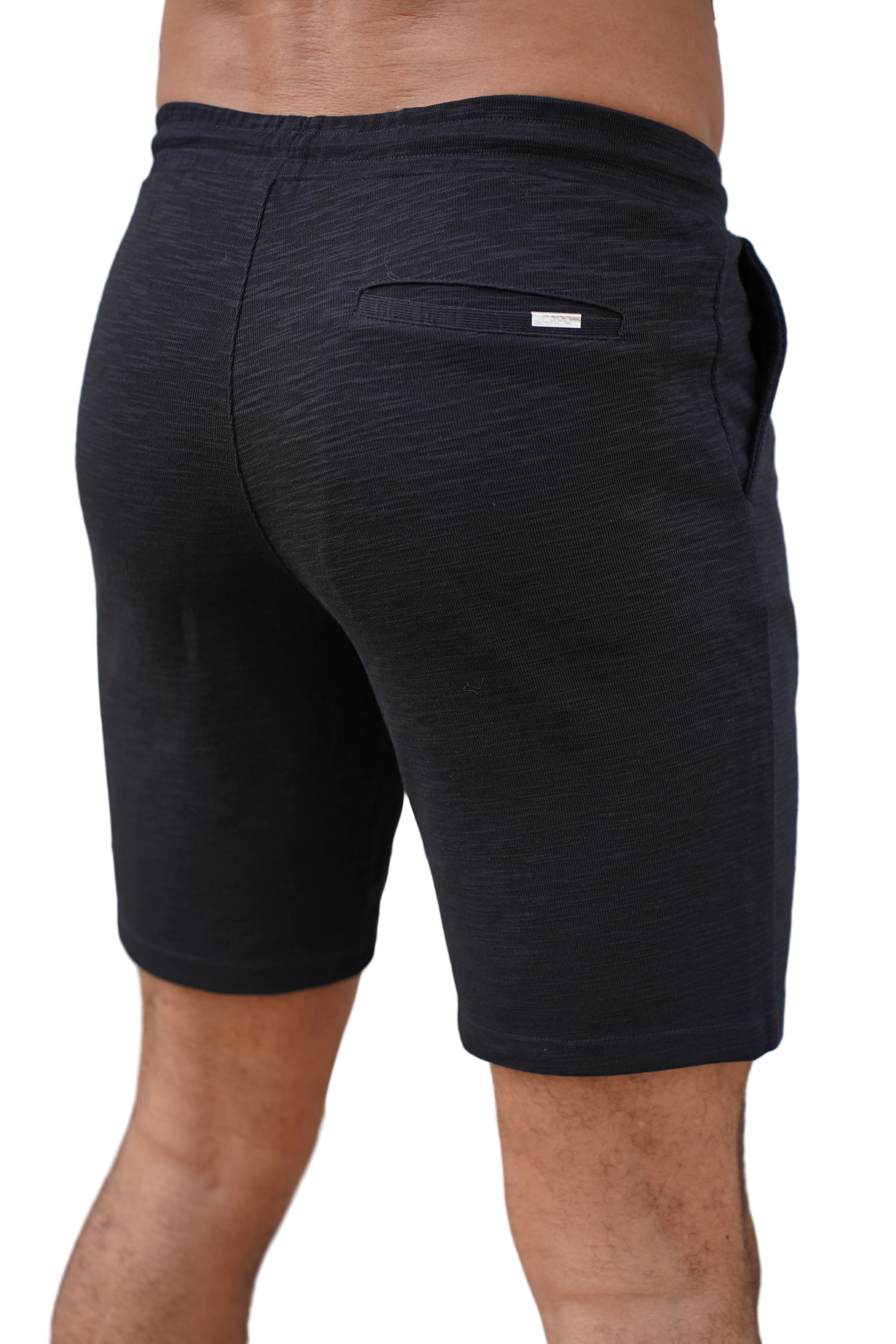 CAPO Jersey Slub Black Shorts